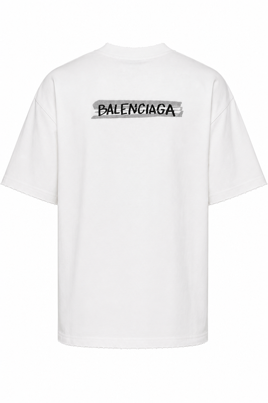 Balenciaga Herren Masking Tape T-Shirt Medium Fit Weiß