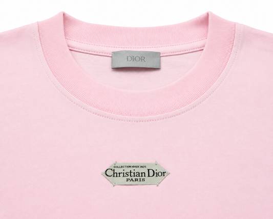 Dior Herren Paris Tag T-Shirt Relaxed Fit Pink
