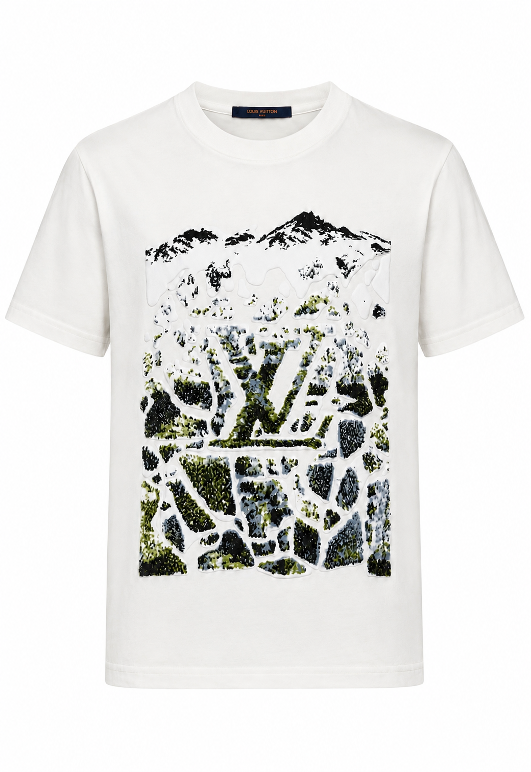 Louis Vuitton Velvet Jacquard Herren T-Shirt Weiß