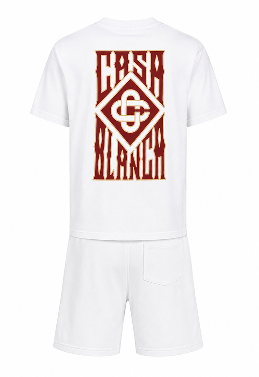 Casablanca Gothic Logo Męski Krótki Dres Biały