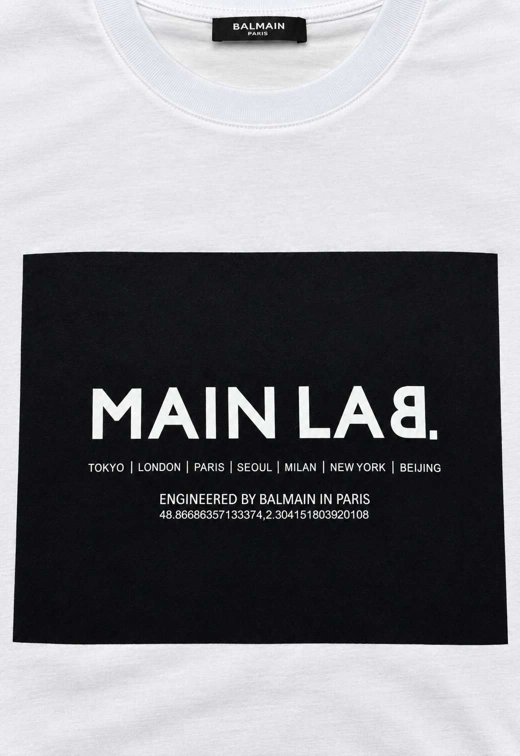 Męski biały T-shirt Balmain Main Lab