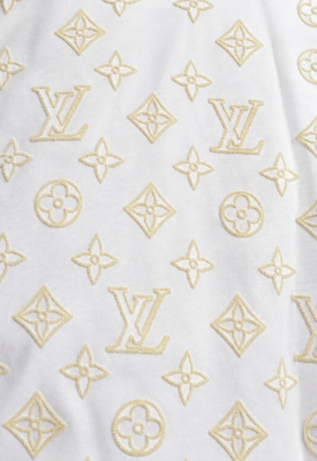 T-shirt bianca da uomo Louis Vuitton "Gradient Signature Flock Print"