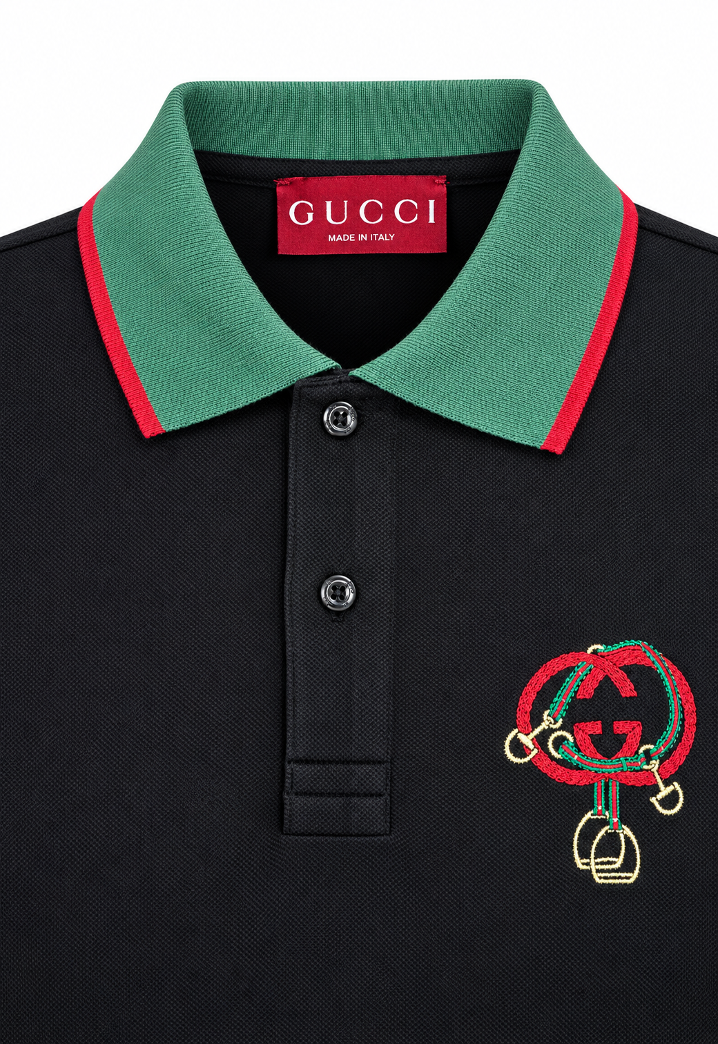 Gucci Polo da uomo con ricamo Nero
