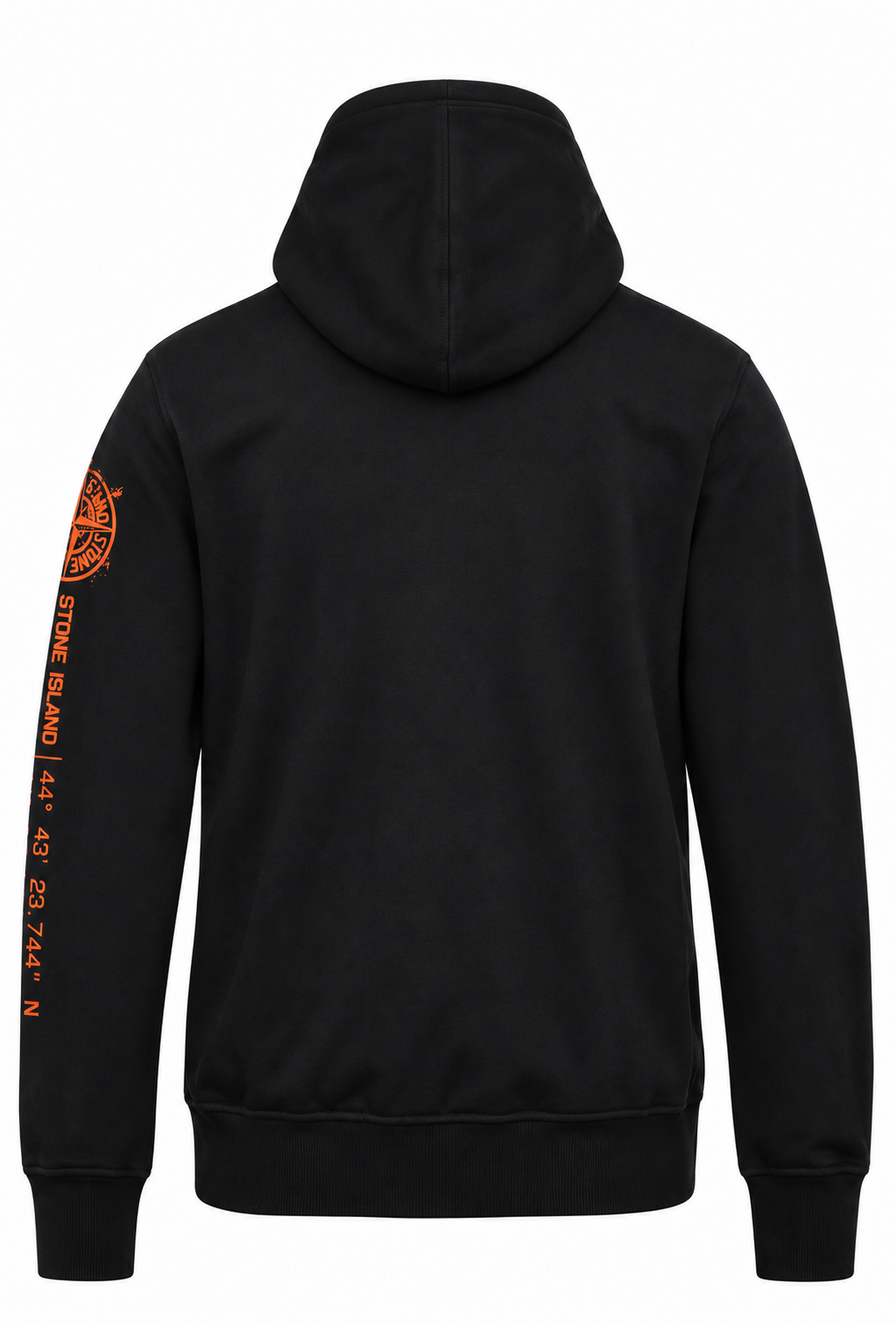 Stone Island Felpa con cappuccio con zip da uomo Nero "Stampa a posizionamento verticale"