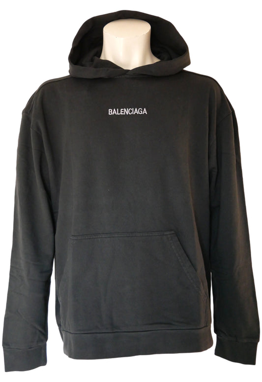Balenciaga Herren Kapuzenpullover Schwarz mit Logo Stickerei