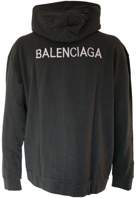 Balenciaga Herren Kapuzenpullover Schwarz mit Logo Stickerei
