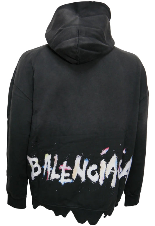 Balenciaga Herren Oversized Kapuzenpullover, Hoodie Schwarz - Original Designer Marken Outlet - Salvin Store