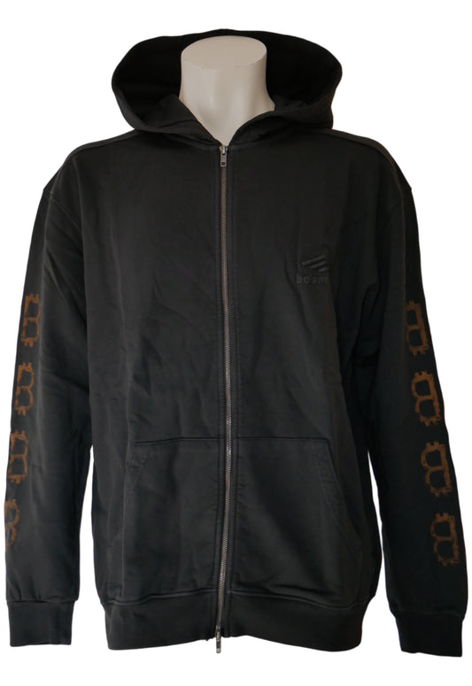 Balenciaga Herren Zip-Kapuzenpullover Schwarz mit BB-Muster