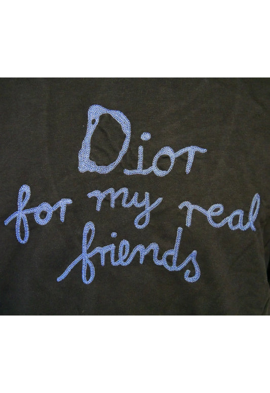 Dior Herren T-Shirt Schwarz mit „For my real friends” Print - Original Designer Marken Outlet - Salvin Store