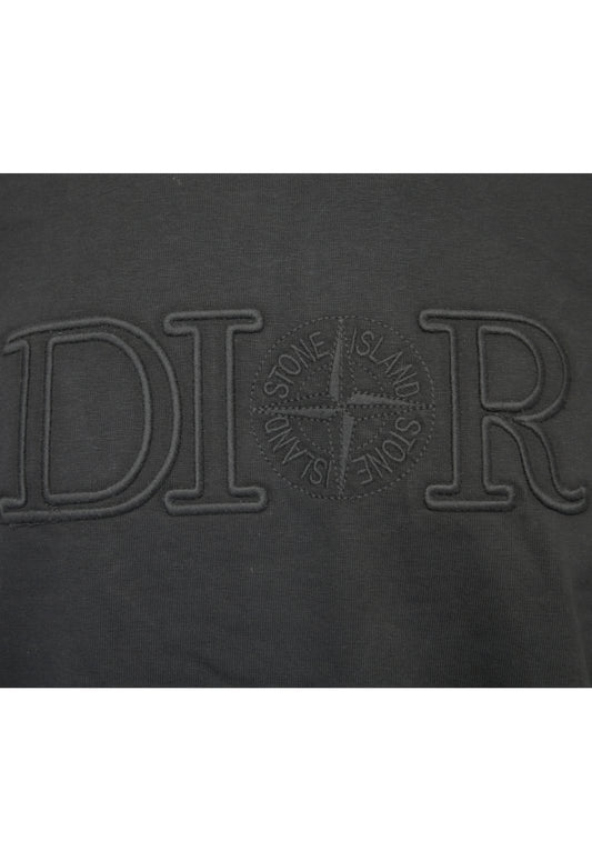 Dior x Stone Island Herren T-Shirt Schwarz mit Stickerei
