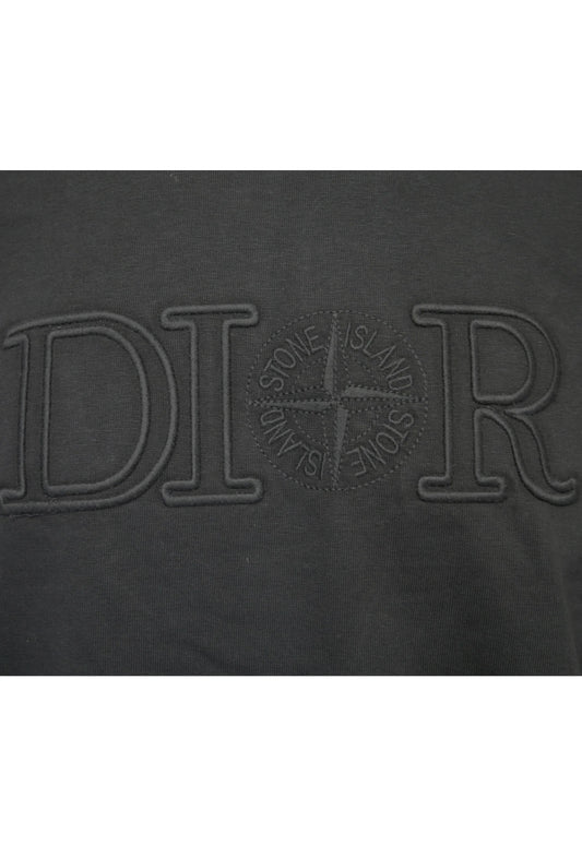 Dior x Stone Island Herren T-Shirt Schwarz mit Stickerei - Original Designer Marken Outlet - Salvin Store