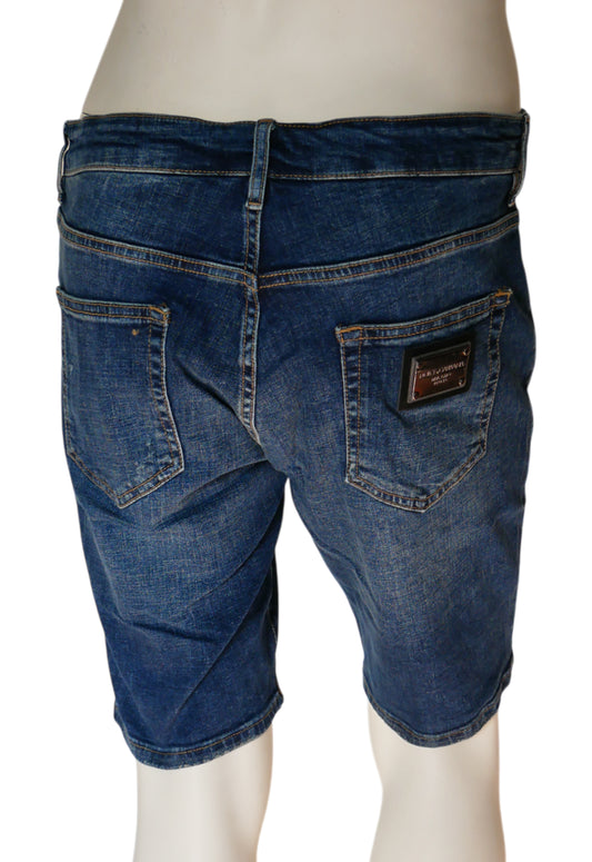 Dolce & Gabbana Jeans Short in Dunkelgrau, Allover‑Print