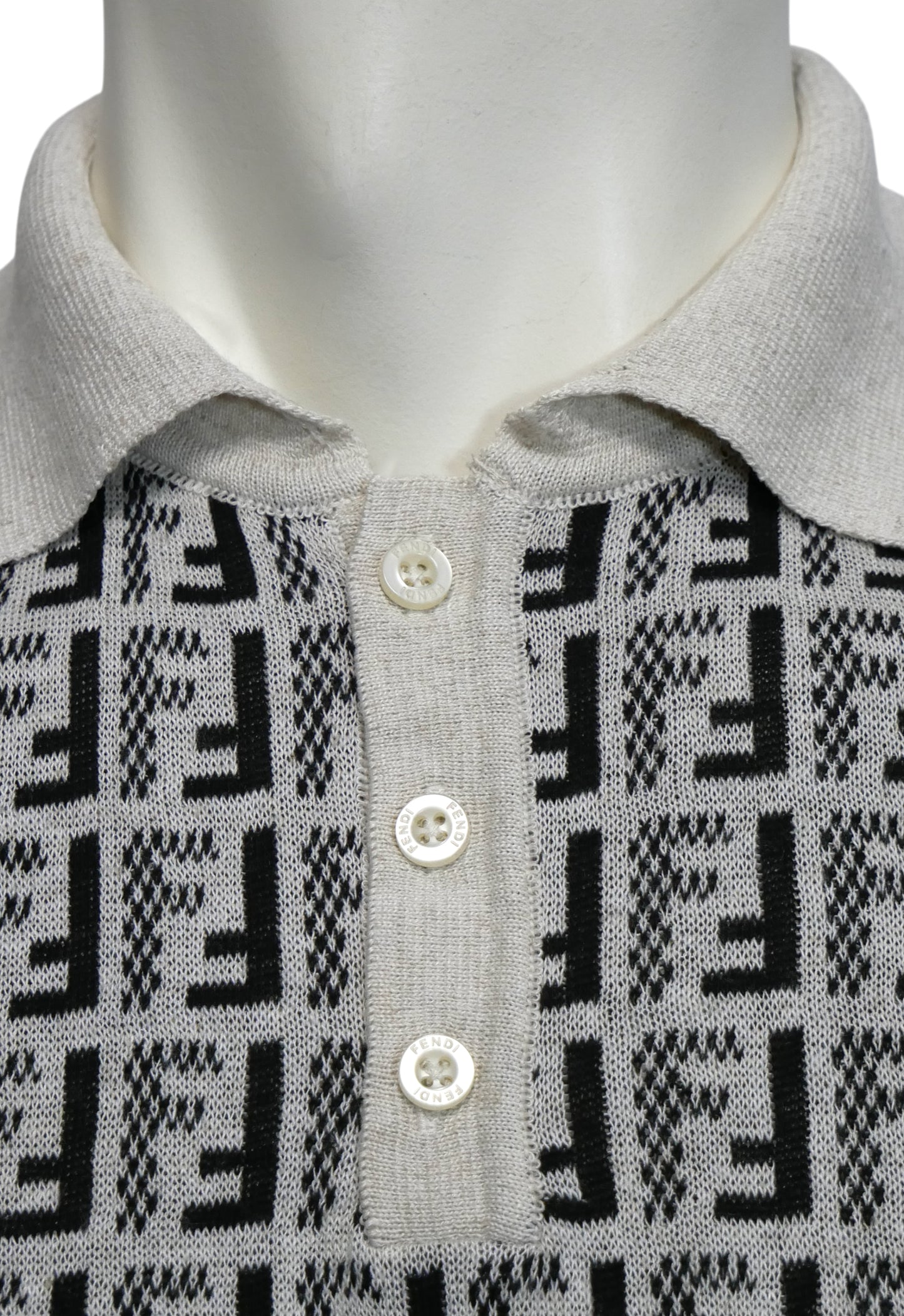 Fendi Herren Strickpoloshirt Beige