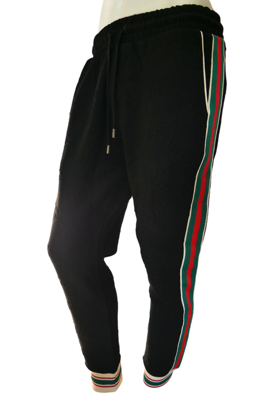 Gucci Herren Jogginghose Schwarz mit Streifen und GG-Muster