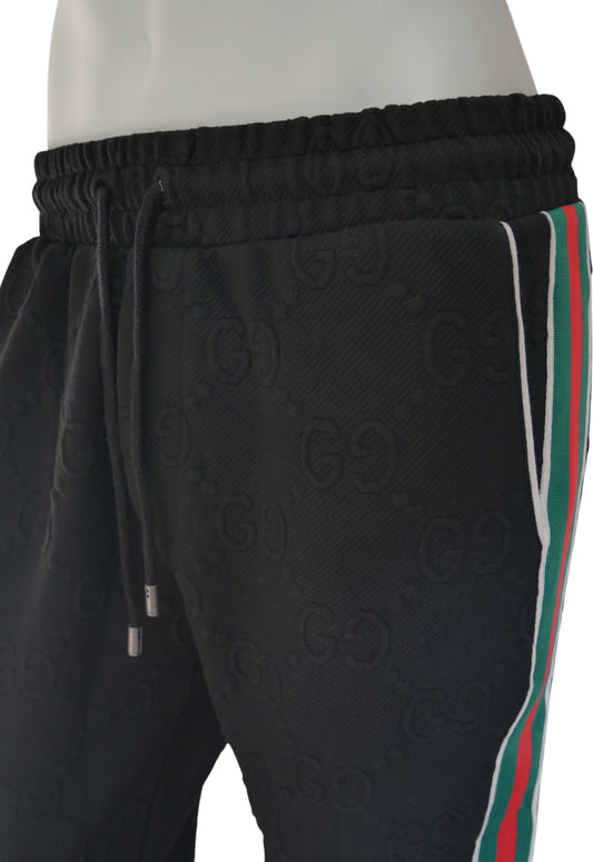 Gucci Herren Jogginghose Schwarz mit Streifen und GG-Muster
