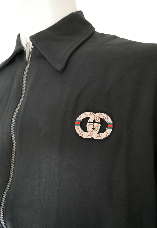Gucci Herren Trainingsanzug Schwarz mit GG-Logo Stickerei - Original Designer Marken Outlet - Salvin Store