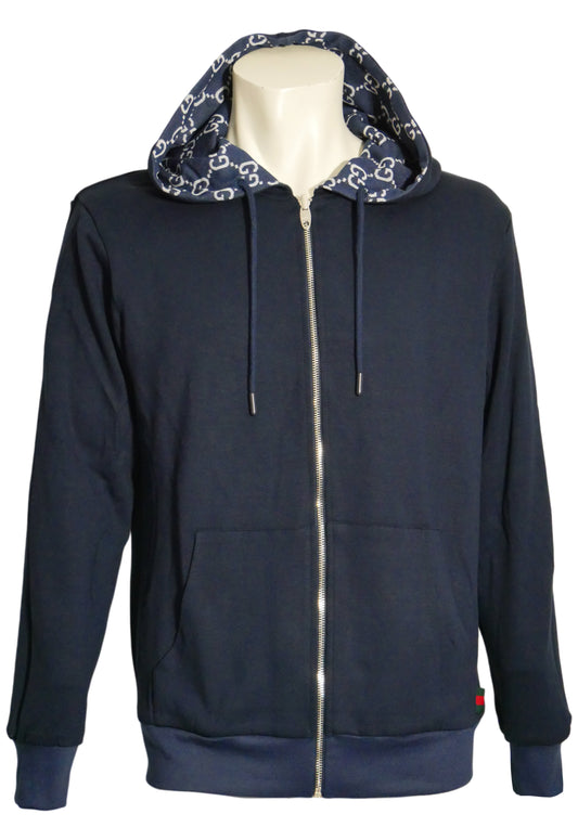 Gucci Herren Wendbare Hoodie - Jacke mit Reißverschluss Blau