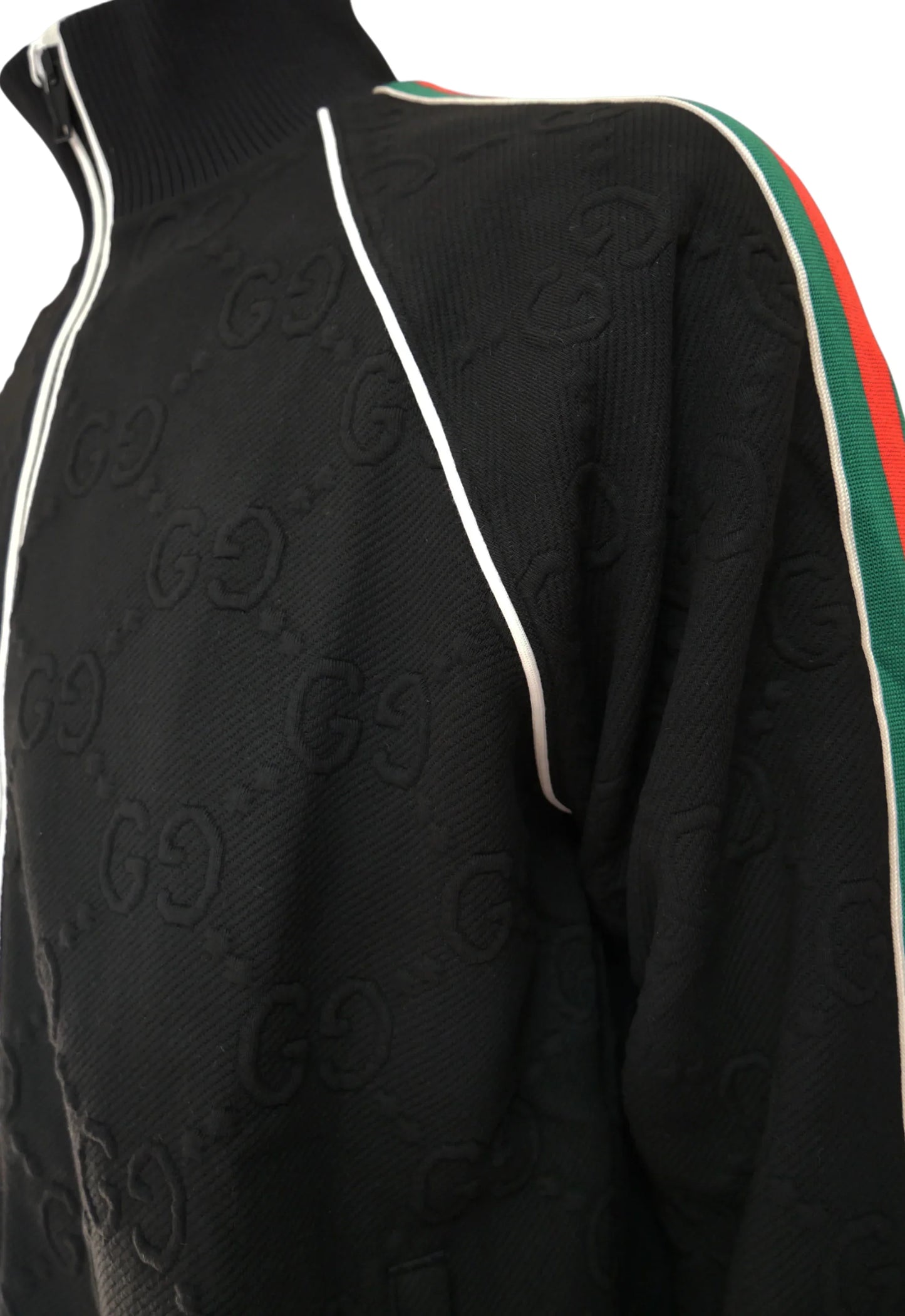 Gucci Herren Zip-Pullover Schwarz mit GG-Muster und Streifen - Original Designer Marken Outlet - Salvin Store