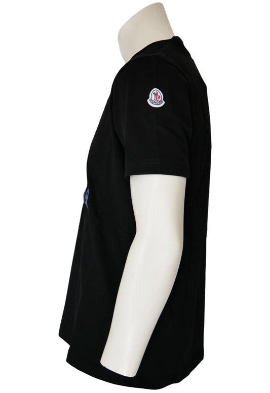 Moncler T-Shirt in Schwarz, Brustprint Schriftzug