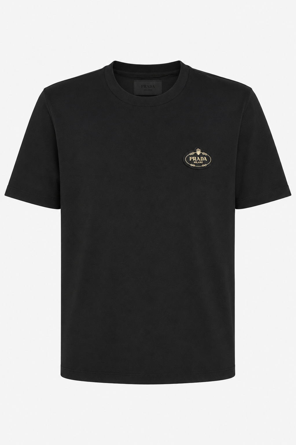 Prada Herren Logo-Embroidered Cotton T-Shirt Schwarz
