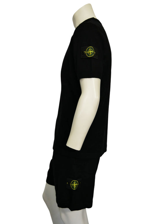 Stone Island Herren Kurzer Strick Trainingsanzug Schwarz