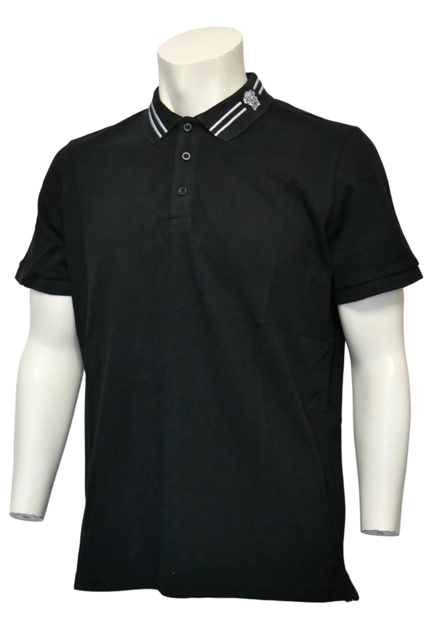 Versace Herren Poloshirt Schwarz mit Logo-Kragen - Original Designer Marken Outlet - Salvin Store