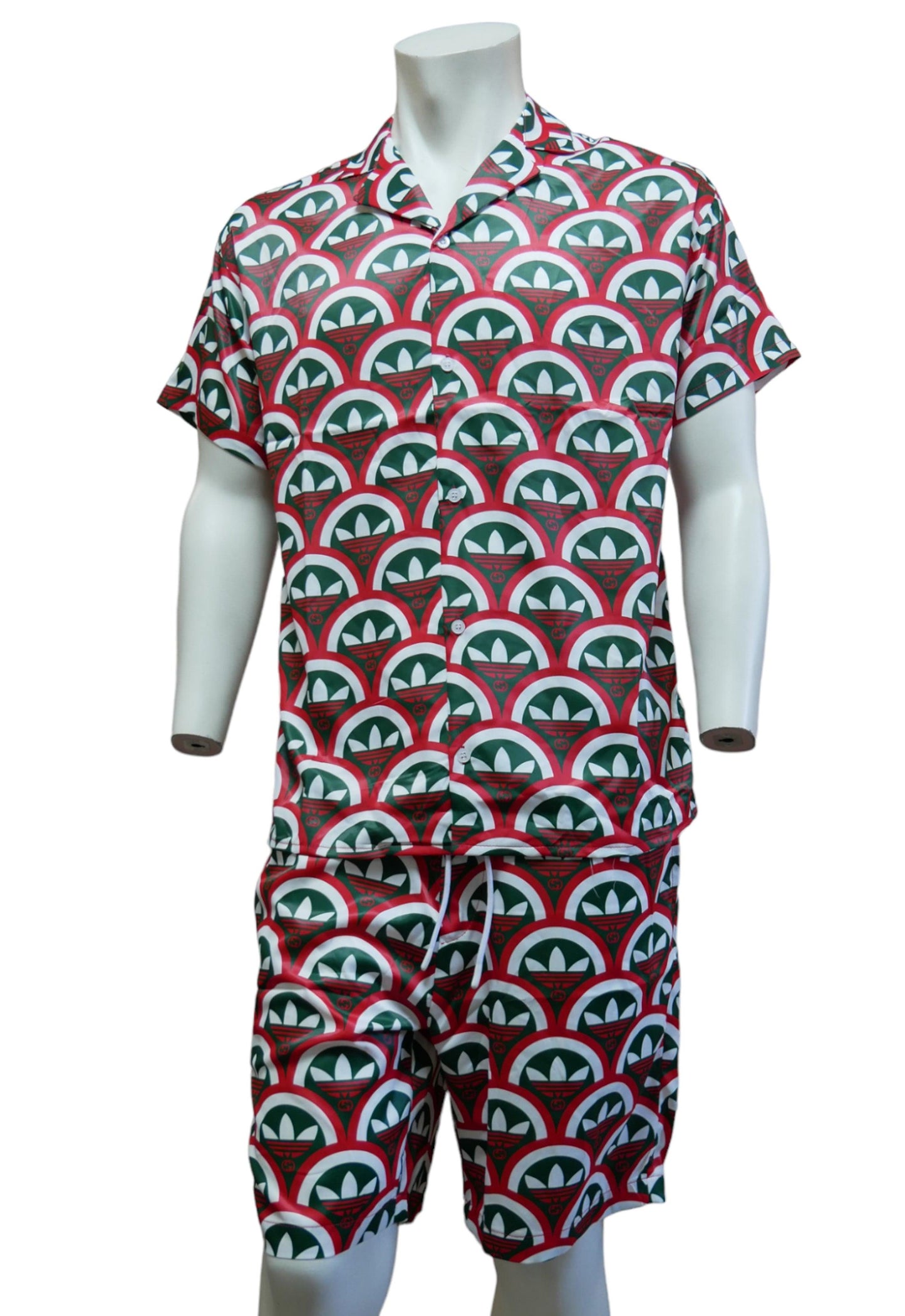 Gucci Herren Hemd & Short X Adidas aus Seide – Vorderansicht