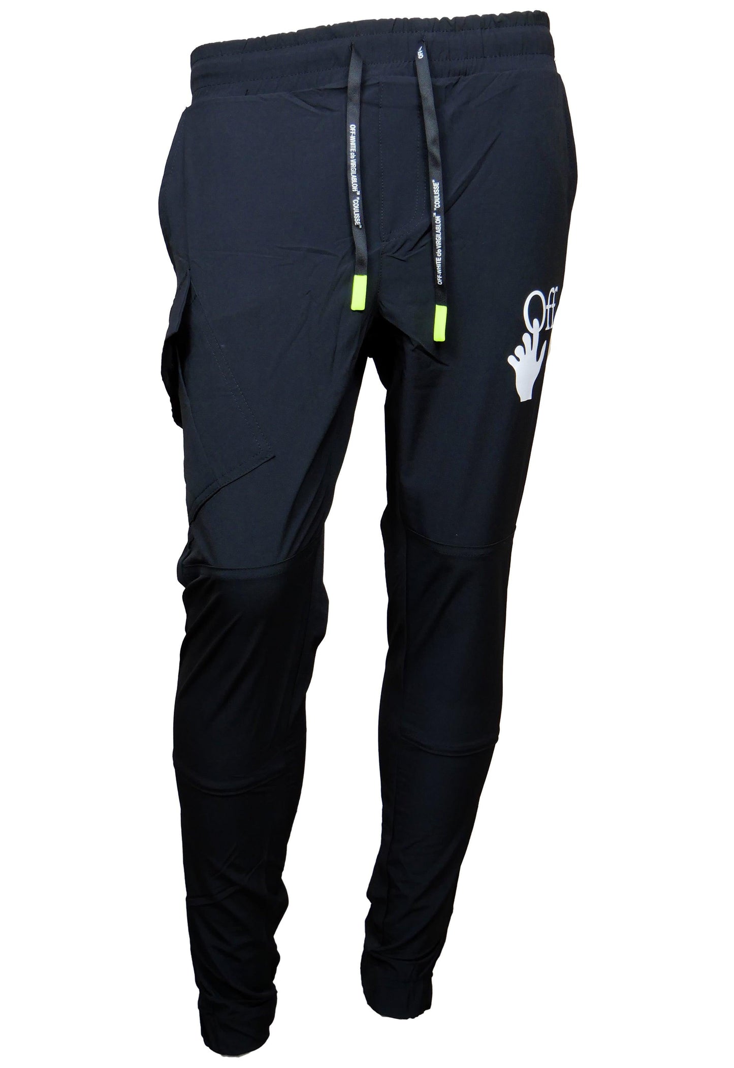 Off-White Herren Cargohose mit Gummizug – Vorderansicht
