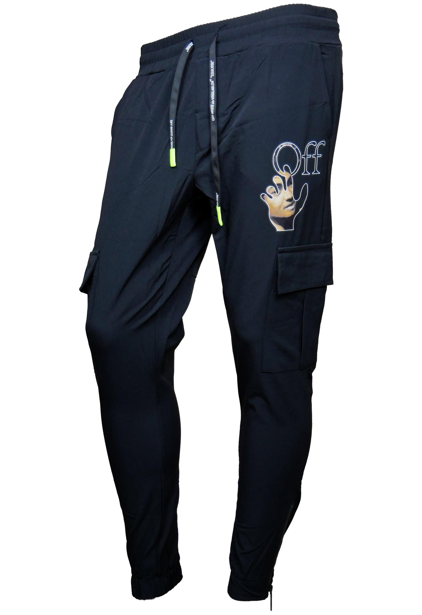 Off-White Herren Cargohose mit Gummizug – Vorderansicht