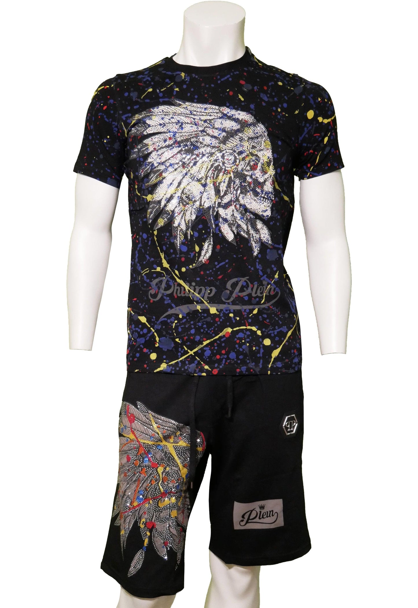 Philipp Plein Herren Trainingsanzug kurzer – Vorderansicht