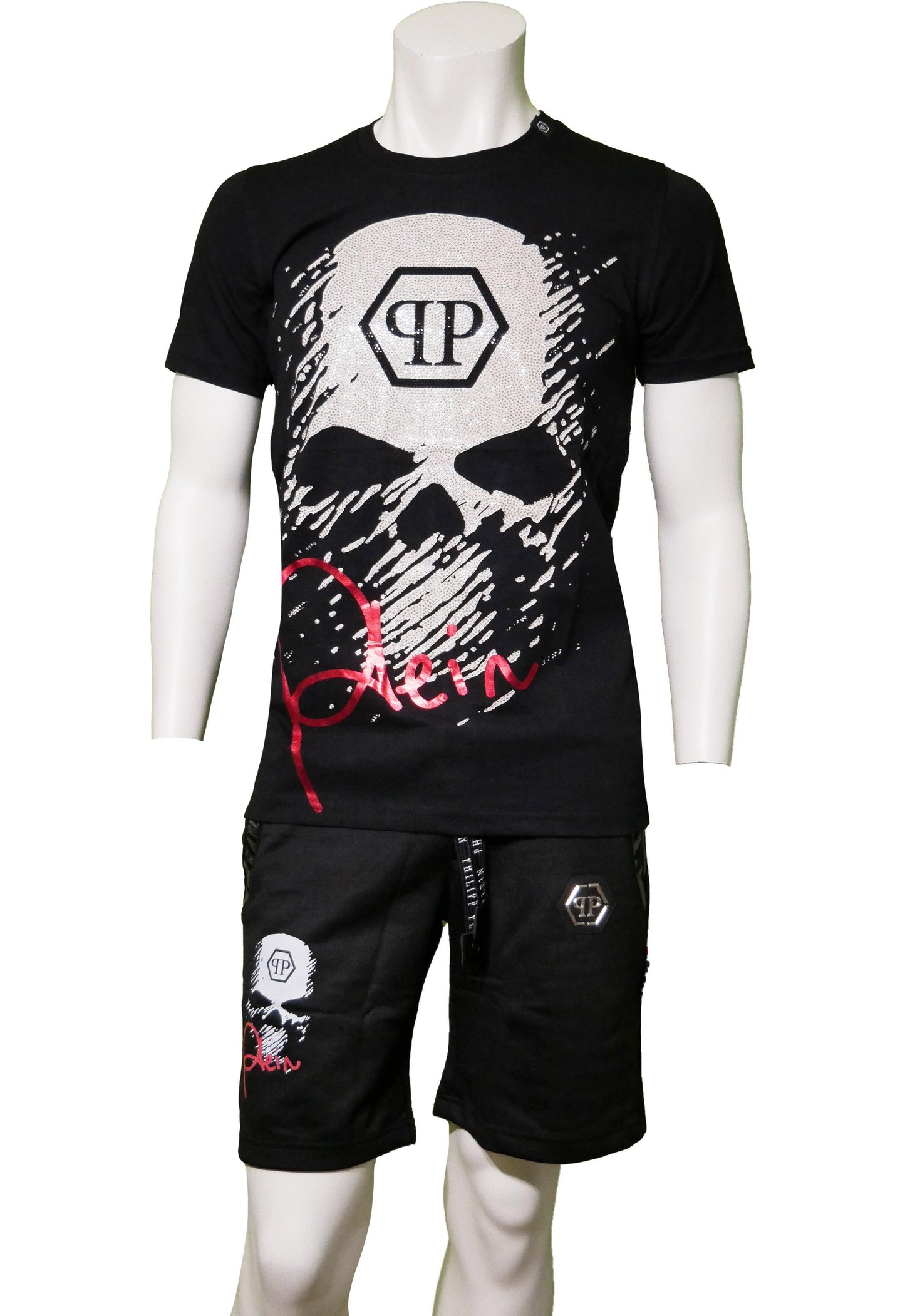 Philipp Plein Herren Trainingsanzug kurzer – Vorderansicht