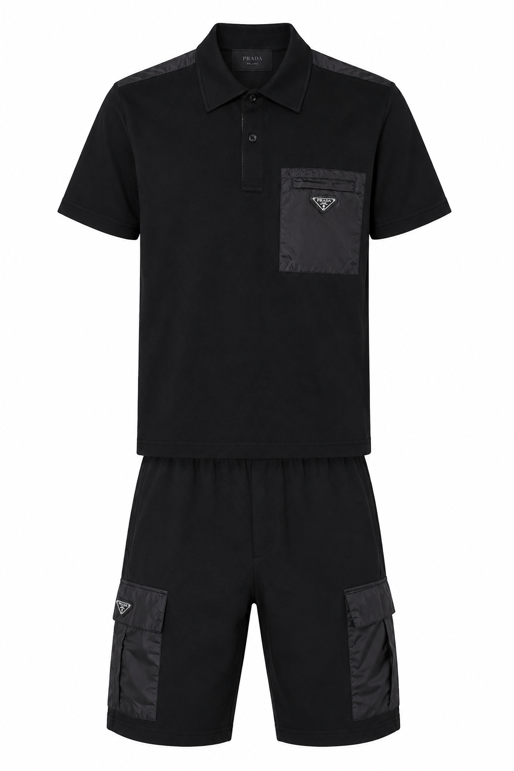 Prada Herren Kurzer Trainingsanzug Schwarz