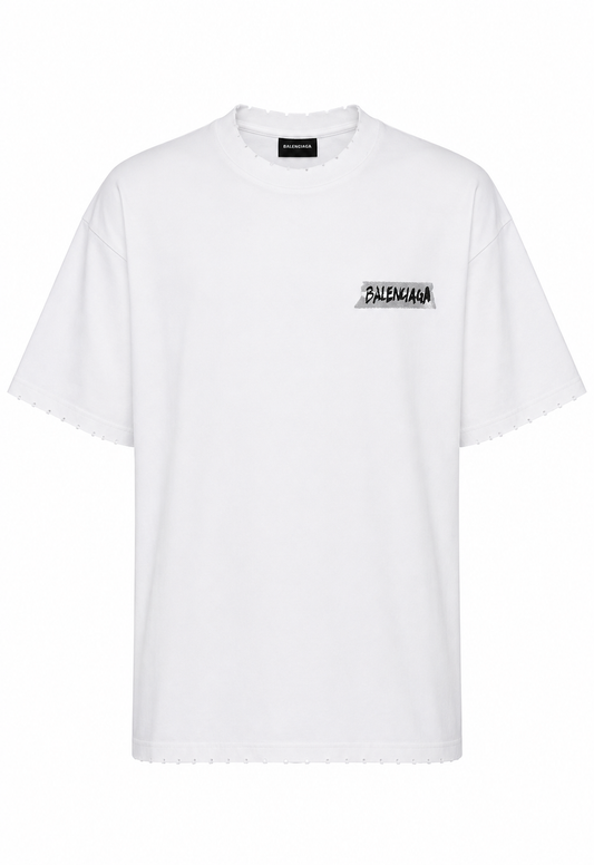 Balenciaga Herren Masking Tape T-Shirt Medium Fit Weiß