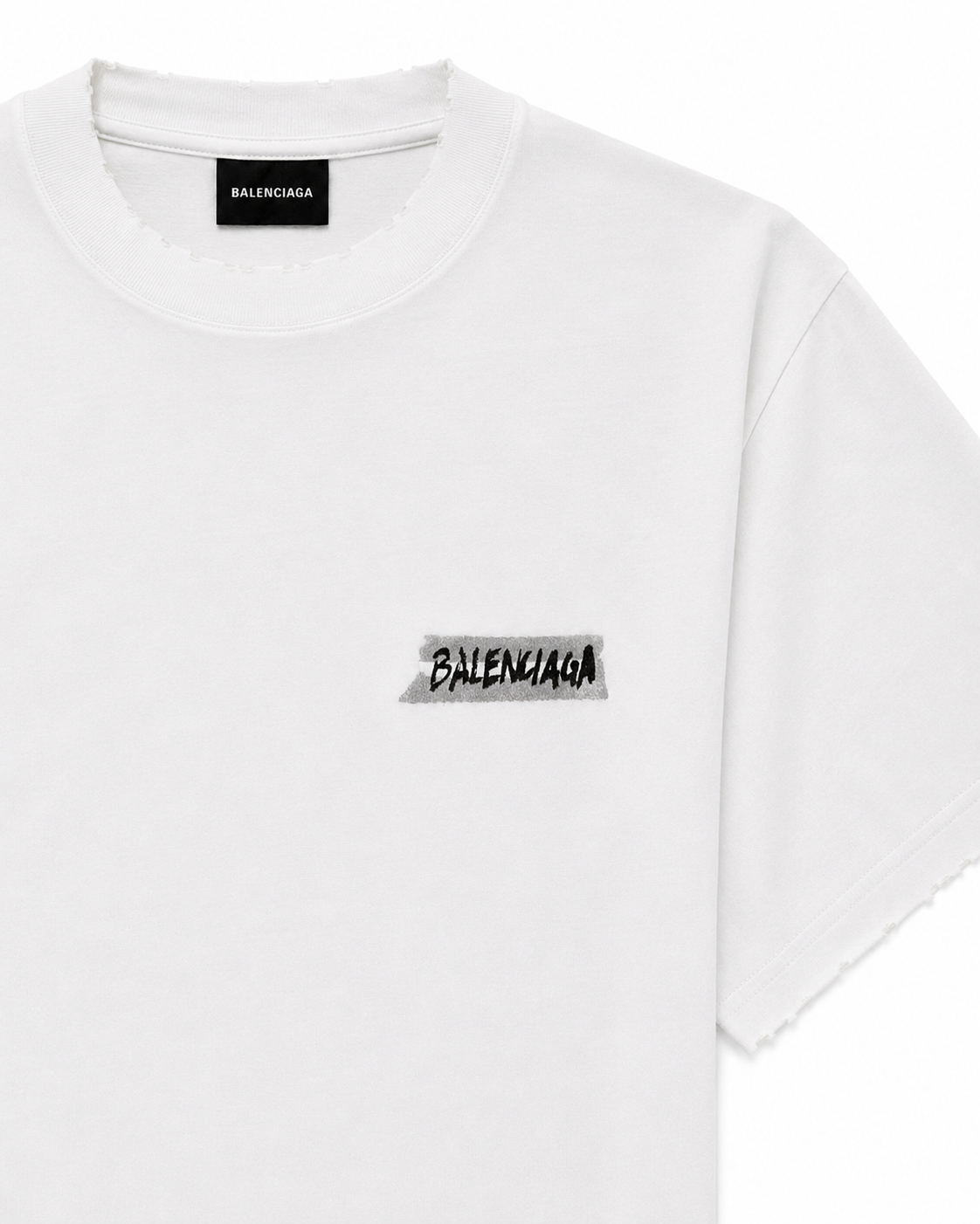 Balenciaga Herren Masking Tape T-Shirt Medium Fit Weiß