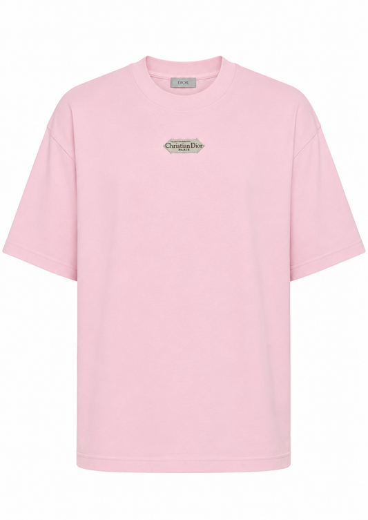 Dior Herren Paris Tag T-Shirt Relaxed Fit Pink