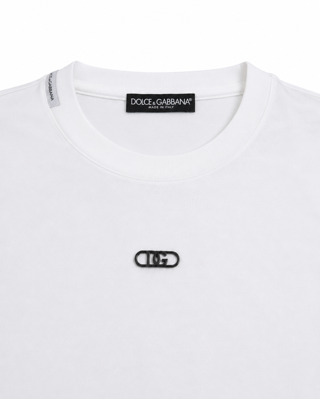 Dolce & Gabbana Herren T-Shirt mit Metal Logo Weiß