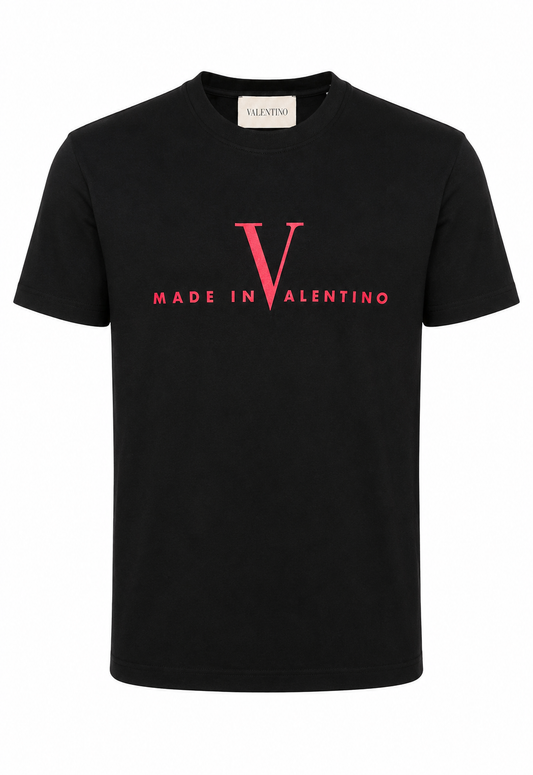 Valentino Herren T-shirt Made In Valentino Print Schwarz