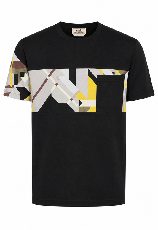 Hermès Poche En Rayure Imprime Herren T-Shirt Schwarz