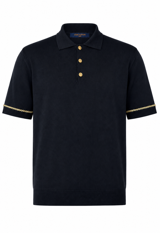 Louis Vuitton Herren Strick Poloshirt Schwarz