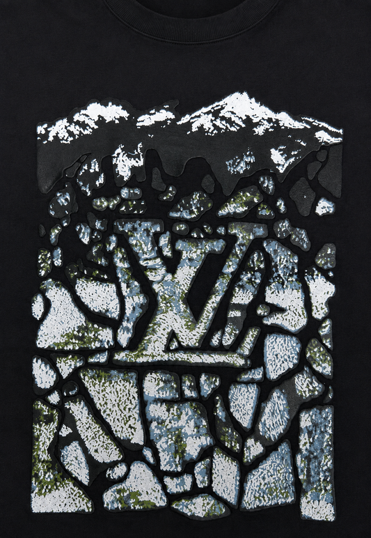 Louis Vuitton Velvet Jacquard Herren T-Shirt Schwarz