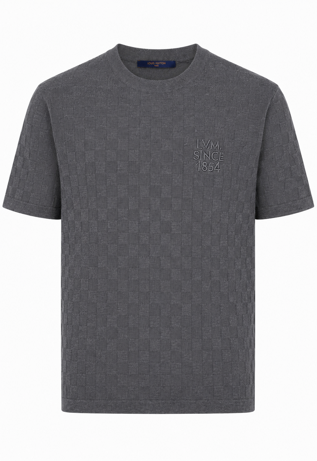 Louis Vuitton Damier Jacquard Herren Strick T-Shirt Grau