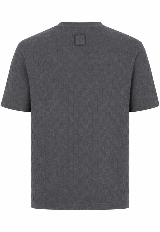 Louis Vuitton Damier Jacquard Herren Strick T-Shirt Grau