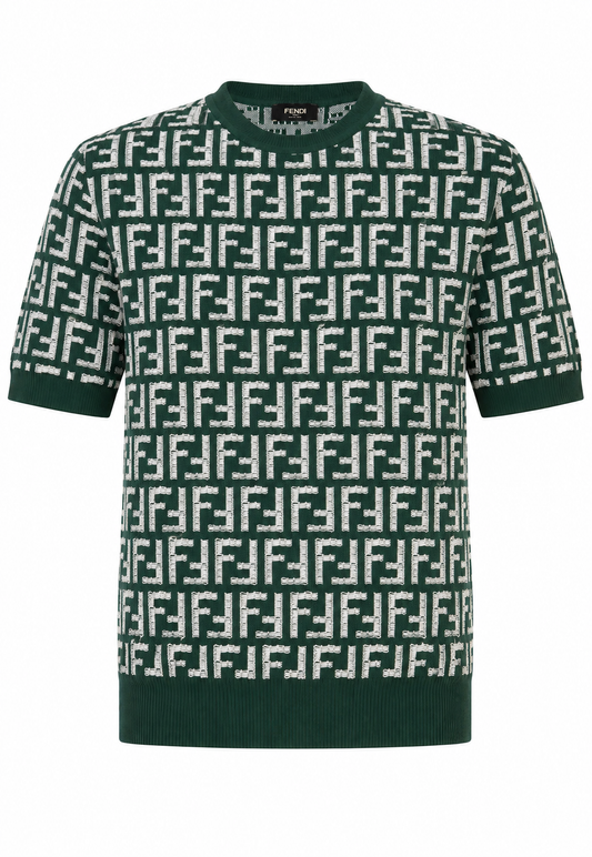 Fendi Herren Strick T-Shirt Grün