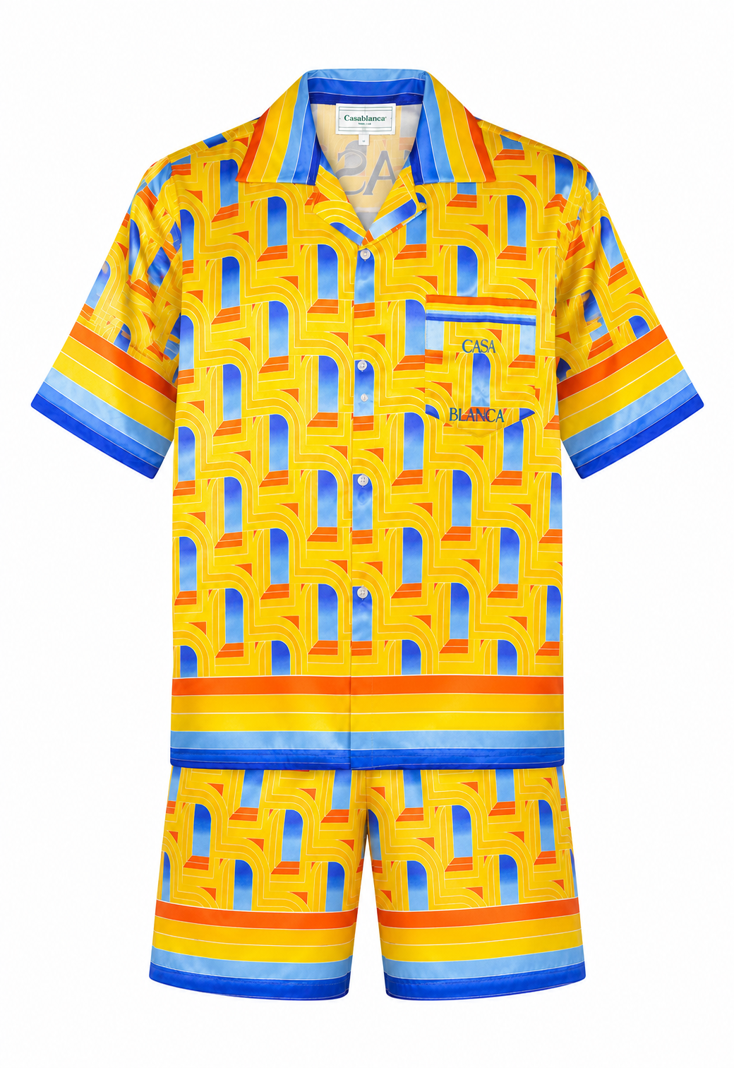 Casablanca Herren Seiden-Set T-Shirt & Shorts L'arche de Nuit
