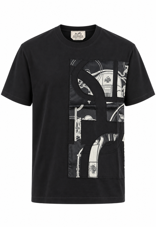 Hermès Herren T-Shirt Schwarz "Ex-Libris"