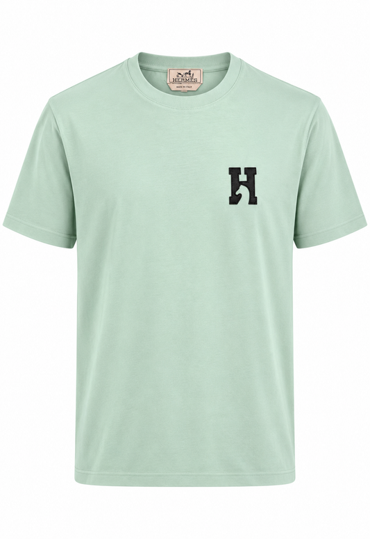 Hermès Herren T-Shirt Mint Leather Detail