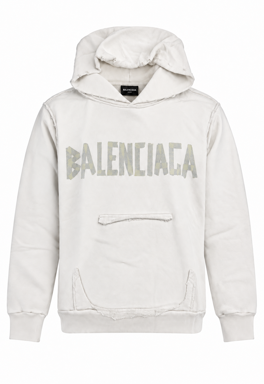 Balenciaga Herren Oversized Hoodie Weiß Tape Type