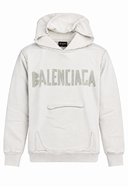 Balenciaga Herren Oversized Hoodie Weiß Tape Type