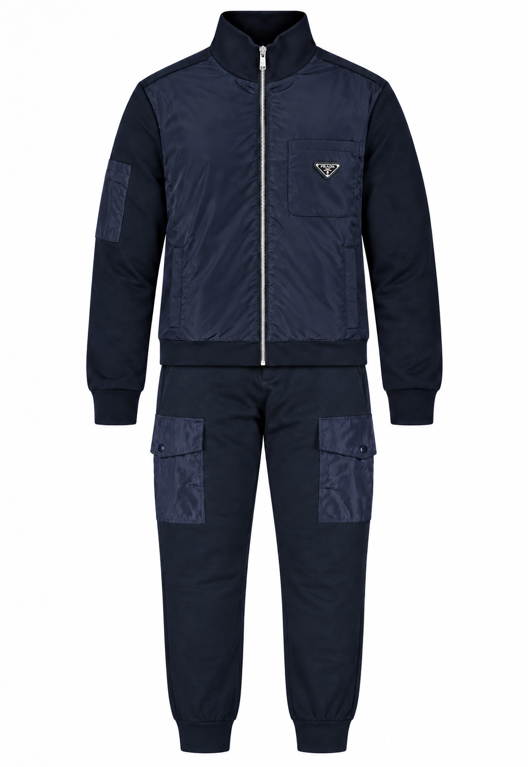 Prada Herren Trainingsanzug Blau Re-Nylon Details