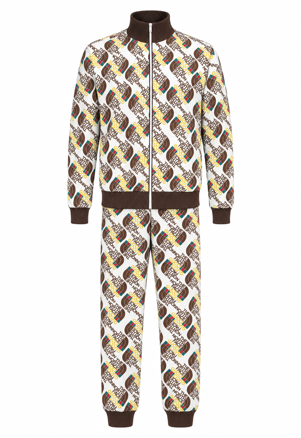 The North Face X Gucci Herren Trainingsanzug Braun-Weiß